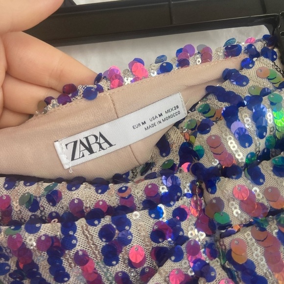 Zara Sequined Mini Skirt With Ruffle Trim Size Medium - Picture 6 of 14